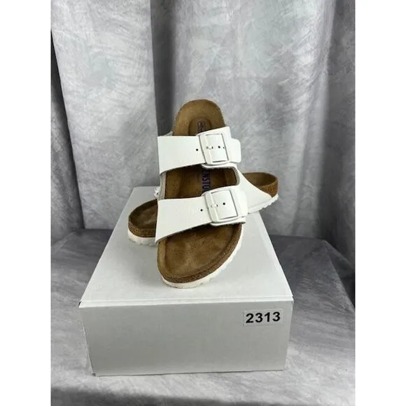 Birkenstock Arizona Soft Footbed Suede Leather Sandals L6, M4 - Antique White
