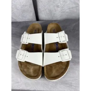 Birkenstock Arizona Soft Footbed Suede Leather Sandals L6, M4 - Antique White