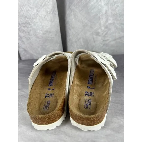 Birkenstock Arizona Soft Footbed Suede Leather Sandals L6, M4 - Antique White