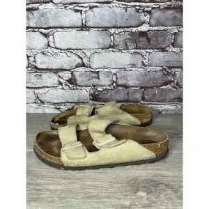 Birkenstock Arizona SOFT FOOTBED Beige Suede Leather Sandals Women Sz 40EU/9M US
