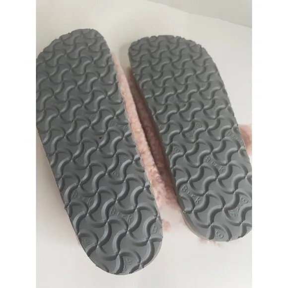 Birkenstock Arizona Teddy Shearling Platform Sandals Pink Big Buckle 38 US 7