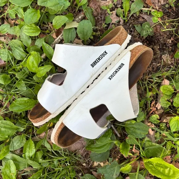 Birkenstock Arizona White Sandals with Buckles
