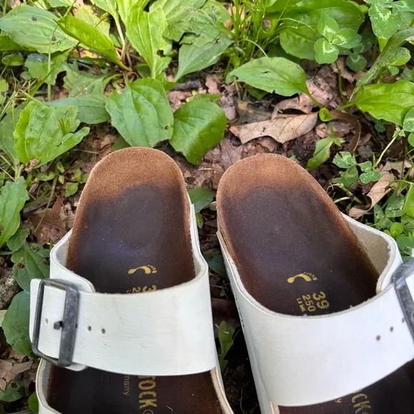 Birkenstock Arizona White Sandals with Buckles