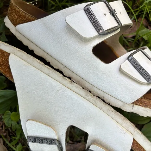 Birkenstock Arizona White Sandals with Buckles