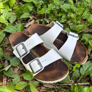 Birkenstock Arizona White Sandals with Buckles