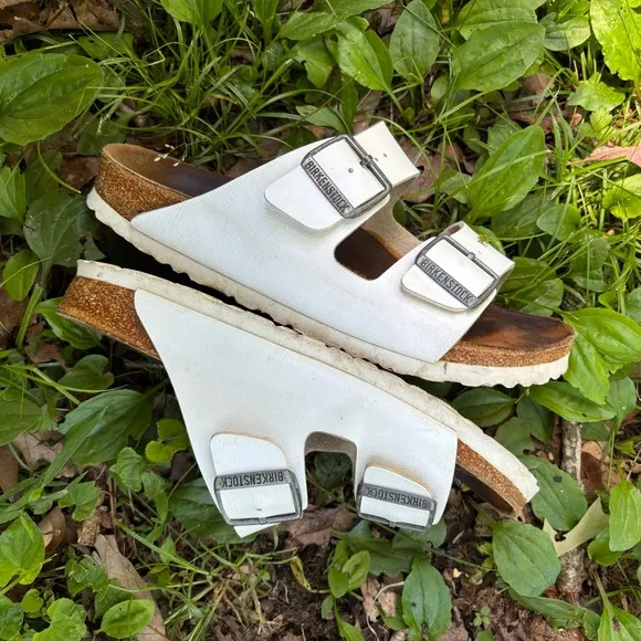 Birkenstock Arizona White Sandals with Buckles