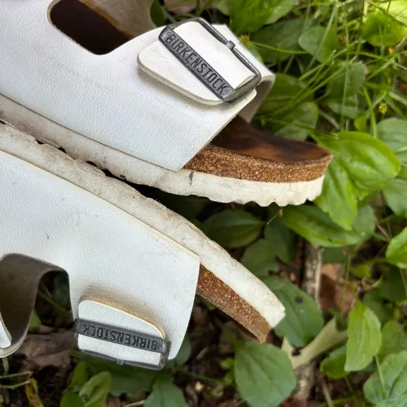 Birkenstock Arizona White Sandals with Buckles