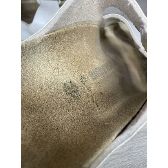Birkenstock Arizona White Leather Strap Cork Slides Sandals Men Sz 44EU/11M US