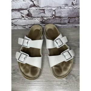Birkenstock Arizona White Leather Strap Cork Slides Sandals Men Sz 44EU/11M US