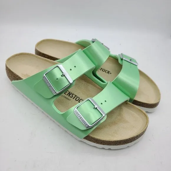 Birkenstock Arizona women sandals light green Birko-Flor Size 9 40 Narrow new