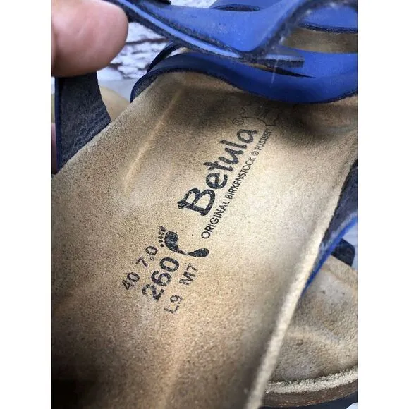 Birkenstock Betula Blue Leather Strappy Cork 260 Sandals Women’s Sz 40EU/9M US