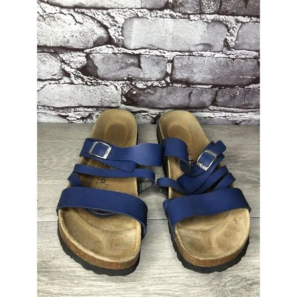 Birkenstock Betula Blue Leather Strappy Cork 260 Sandals Women’s Sz 40EU/9M US