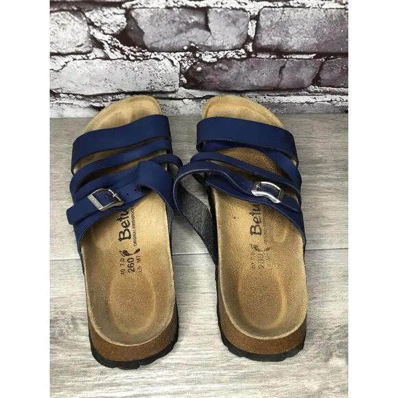 Birkenstock Betula Blue Leather Strappy Cork 260 Sandals Women’s Sz 40EU/9M US