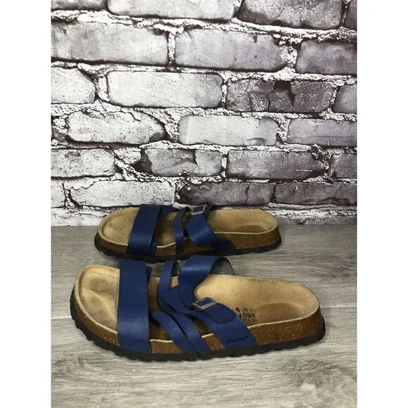 Birkenstock Betula Blue Leather Strappy Cork 260 Sandals Women’s Sz 40EU/9M US