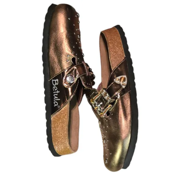 Birkenstock Betula Boston Bronze Buckle Mules Clogs Rhinestones Size 6