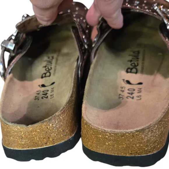 Birkenstock Betula Boston Bronze Buckle Mules Clogs Rhinestones Size 6