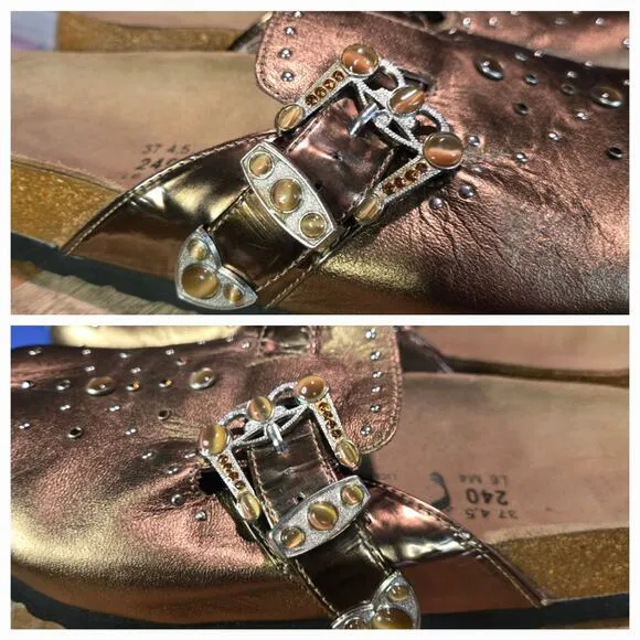 Birkenstock Betula Boston Bronze Buckle Mules Clogs Rhinestones Size 6