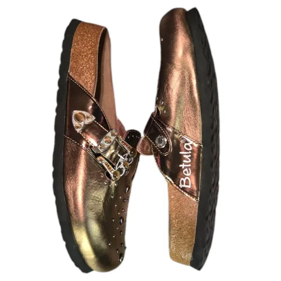 Birkenstock Betula Boston Bronze Buckle Mules Clogs Rhinestones Size 6