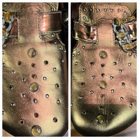 Birkenstock Betula Boston Bronze Buckle Mules Clogs Rhinestones Size 6