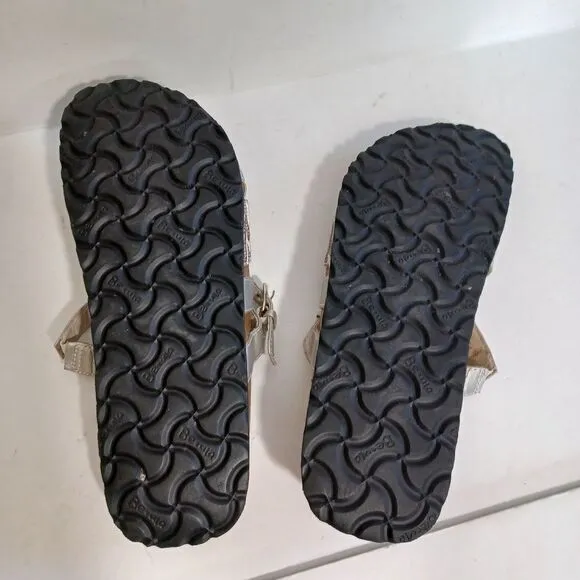 Birkenstock Betula Sandals Sz 7 Womens Silver Snake Print‎ Womens Casual Travel