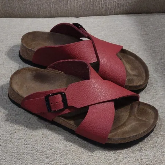 Birkenstock Birkis Dijon Red Cross Over Sandals SIZE 36/ US 5/5.5