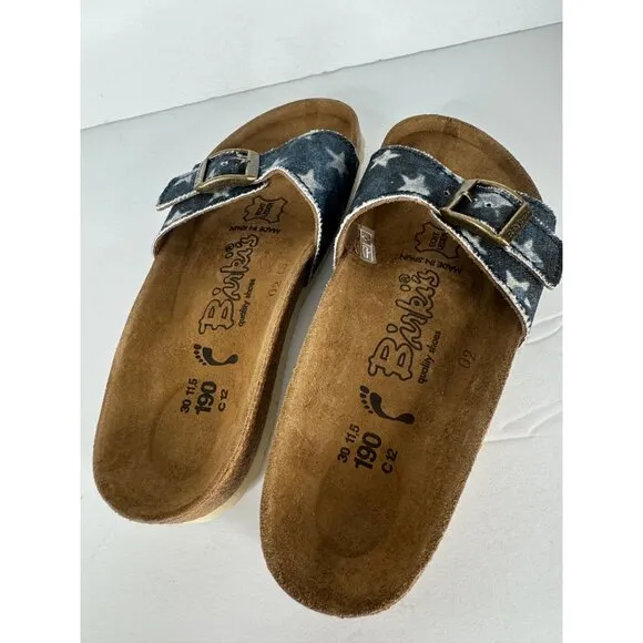 Birkenstock Birki’s Girls Madrid Sandals Canvas Stars EU 30 (US 12 Kids) America