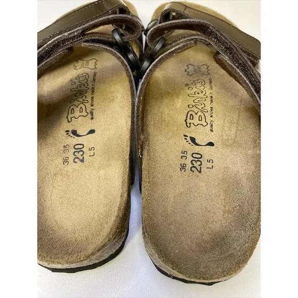 Birkenstock Birki’s Madura Brown Patent Leather Birko Flor Sandal US 5.5-6 EU 36