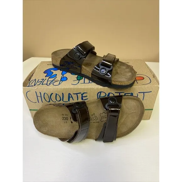 Birkenstock Birki’s Madura Brown Patent Leather Birko Flor Sandal US 5.5-6 EU 36