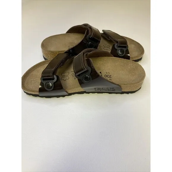 Birkenstock Birki’s Madura Brown Patent Leather Birko Flor Sandal US 5.5-6 EU 36