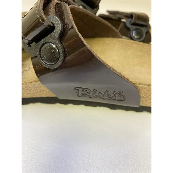 Birkenstock Birki’s Madura Brown Patent Leather Birko Flor Sandal US 5.5-6 EU 36