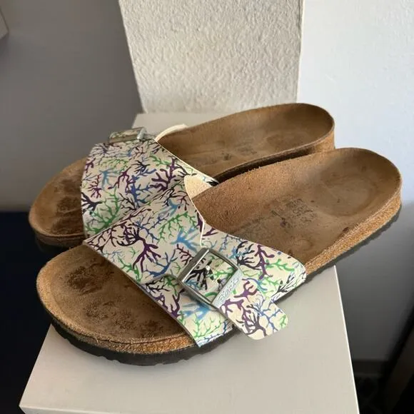 Birkenstock Birki’s Neon Tropical Coral Print Catalina Slide Sandals EU41/USW10