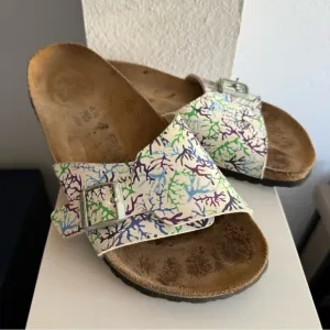 Birkenstock Birki’s Neon Tropical Coral Print Catalina Slide Sandals EU41/USW10