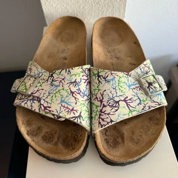 Birkenstock Birki’s Neon Tropical Coral Print Catalina Slide Sandals EU41/USW10