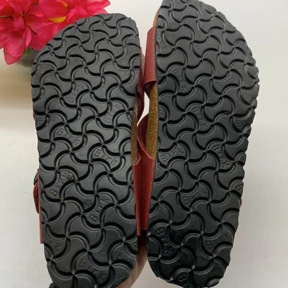 Birkenstock Birki’s Red Criss Cross Sandals Sz 6. BKS0267