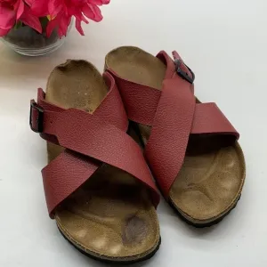 Birkenstock Birki’s Red Criss Cross Sandals Sz 6. BKS0267