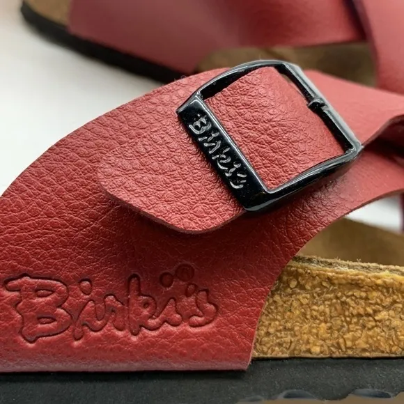Birkenstock Birki’s Red Criss Cross Sandals Sz 6. BKS0267