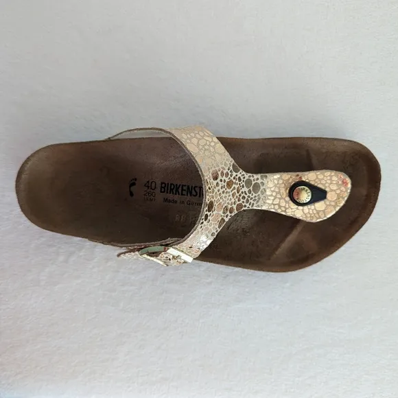 Birkenstock Birko-Flor Gizeh Sandals Narrow Fit Metallic Copper EU40 9-95 EUC