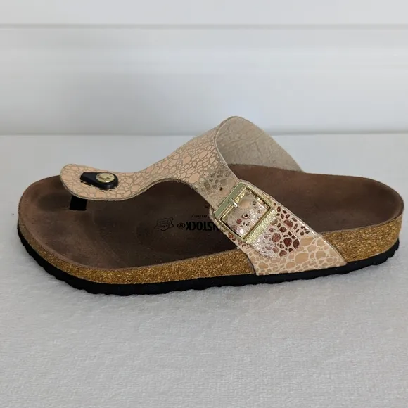 Birkenstock Birko-Flor Gizeh Sandals Narrow Fit Metallic Copper EU40 9-95 EUC