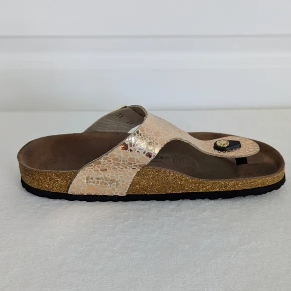 Birkenstock Birko-Flor Gizeh Sandals Narrow Fit Metallic Copper EU40 9-95 EUC