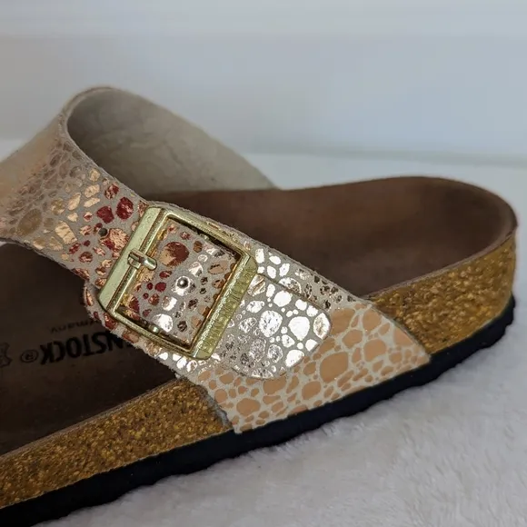 Birkenstock Birko-Flor Gizeh Sandals Narrow Fit Metallic Copper EU40 9-95 EUC