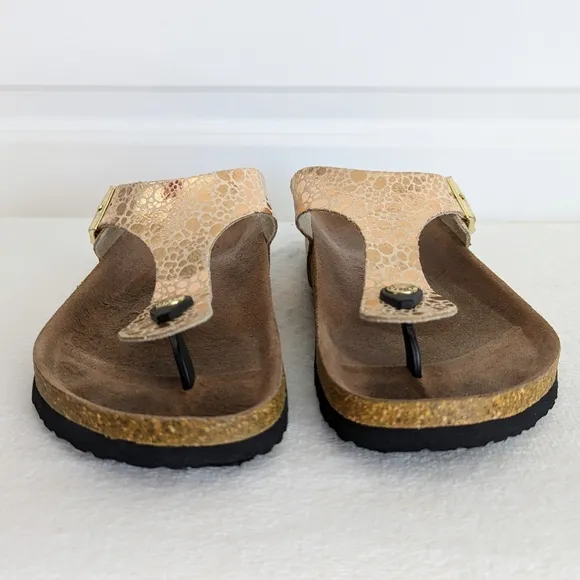 Birkenstock Birko-Flor Gizeh Sandals Narrow Fit Metallic Copper EU40 9-95 EUC