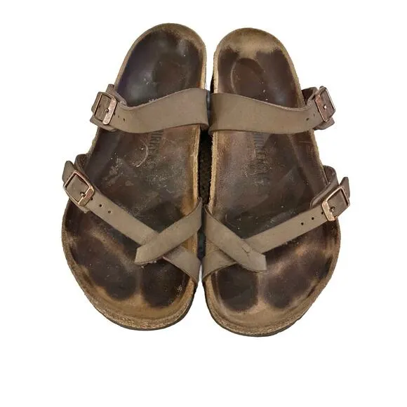 Birkenstock Birko Sandals Mocha Brown Medium Adjustable Straps Woman’s Size 9