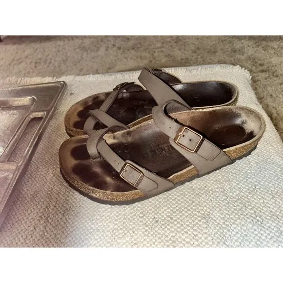 Birkenstock Birko Sandals Mocha Brown Medium Adjustable Straps Woman’s Size 9