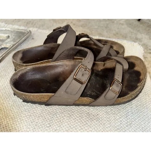 Birkenstock Birko Sandals Mocha Brown Medium Adjustable Straps Woman’s Size 9