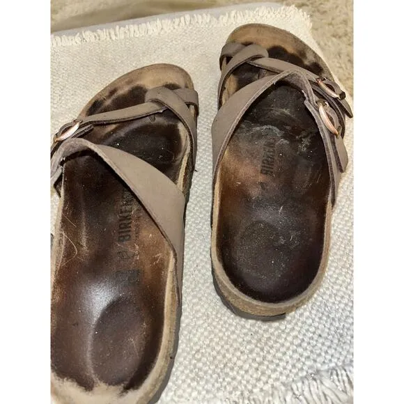 Birkenstock Birko Sandals Mocha Brown Medium Adjustable Straps Woman’s Size 9