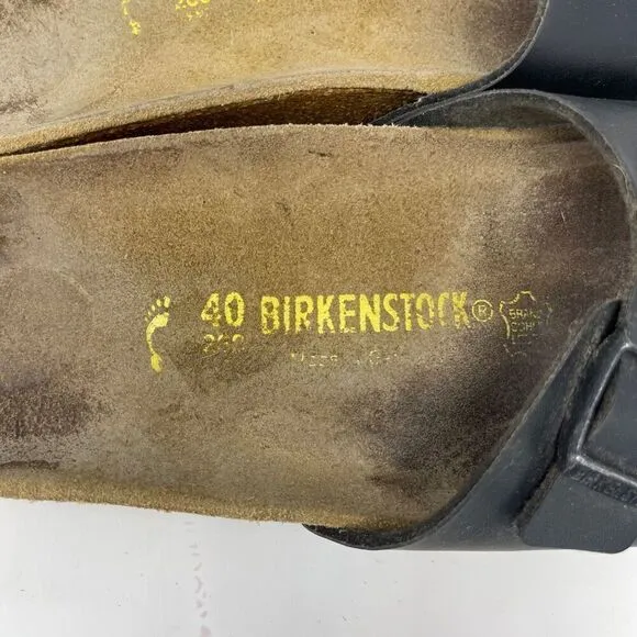 Birkenstock Black Madrid Slip On Birko Flor Slide Sandals Size 40