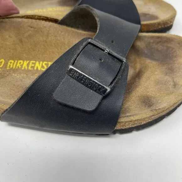 Birkenstock Black Madrid Slip On Birko Flor Slide Sandals Size 40