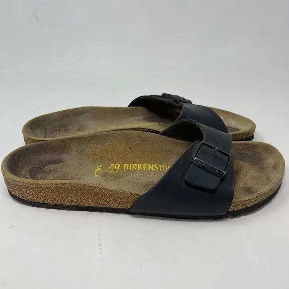 Birkenstock Black Madrid Slip On Birko Flor Slide Sandals Size 40
