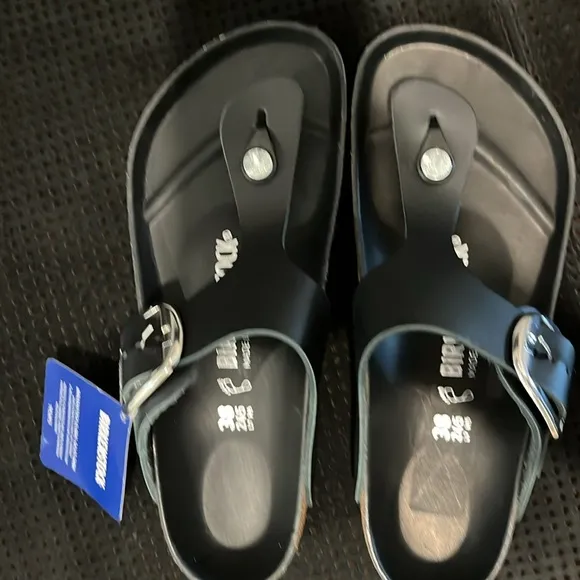 Birkenstock Black Sandals with Cork Footbed and Adjustable Buckle