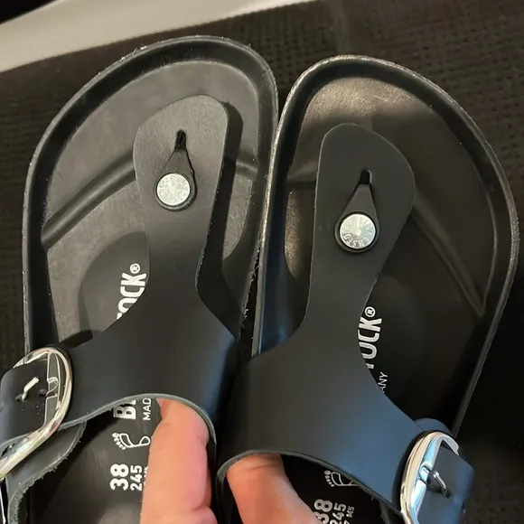 Birkenstock Black Sandals with Cork Footbed and Adjustable Buckle